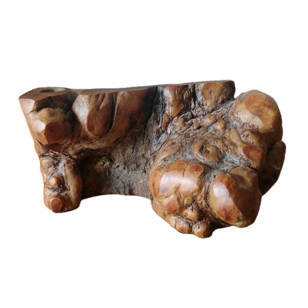 Burl Wood Piece Sculpture Natural Wood Desk Decor Hawaiian Wood Bud Vase Hole